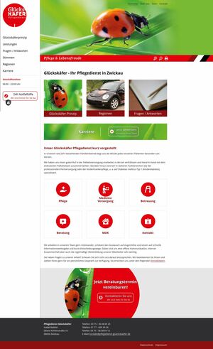 Webdesign Homepage / Startseite Pflegedienst Glückskäfer…