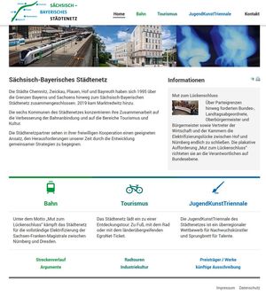Webdesign öffentliche Einrichtung Arbeitsgemeinschaft Sächsisch-Bayerisches Städtenetz…