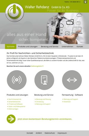 Business Webdesign für die Firma Walter Rehdanz GmbH & Co. KG…