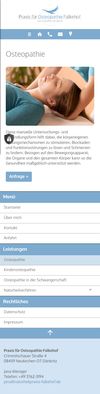 Mobilansicht Webdesign Praxis für Osteopathie Falkehof