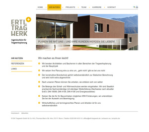 Technische Realisierung der Website für Ertl Tragwerk GmbH & Co. KG…