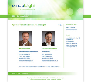 Technische Realisierung der Website für empaLight GmbH & Co. KG…