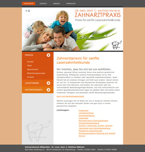 Webdesign der Zahnarztpraxis Dr. C. Matthes-Wilhelm…
