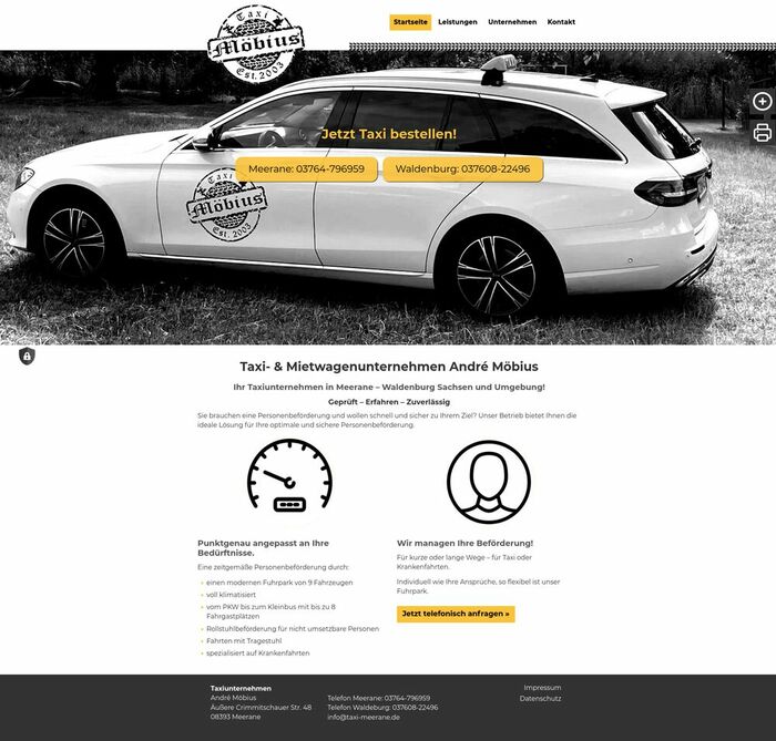 Websiteneuerstellung Taxiunternehmen Meerane
